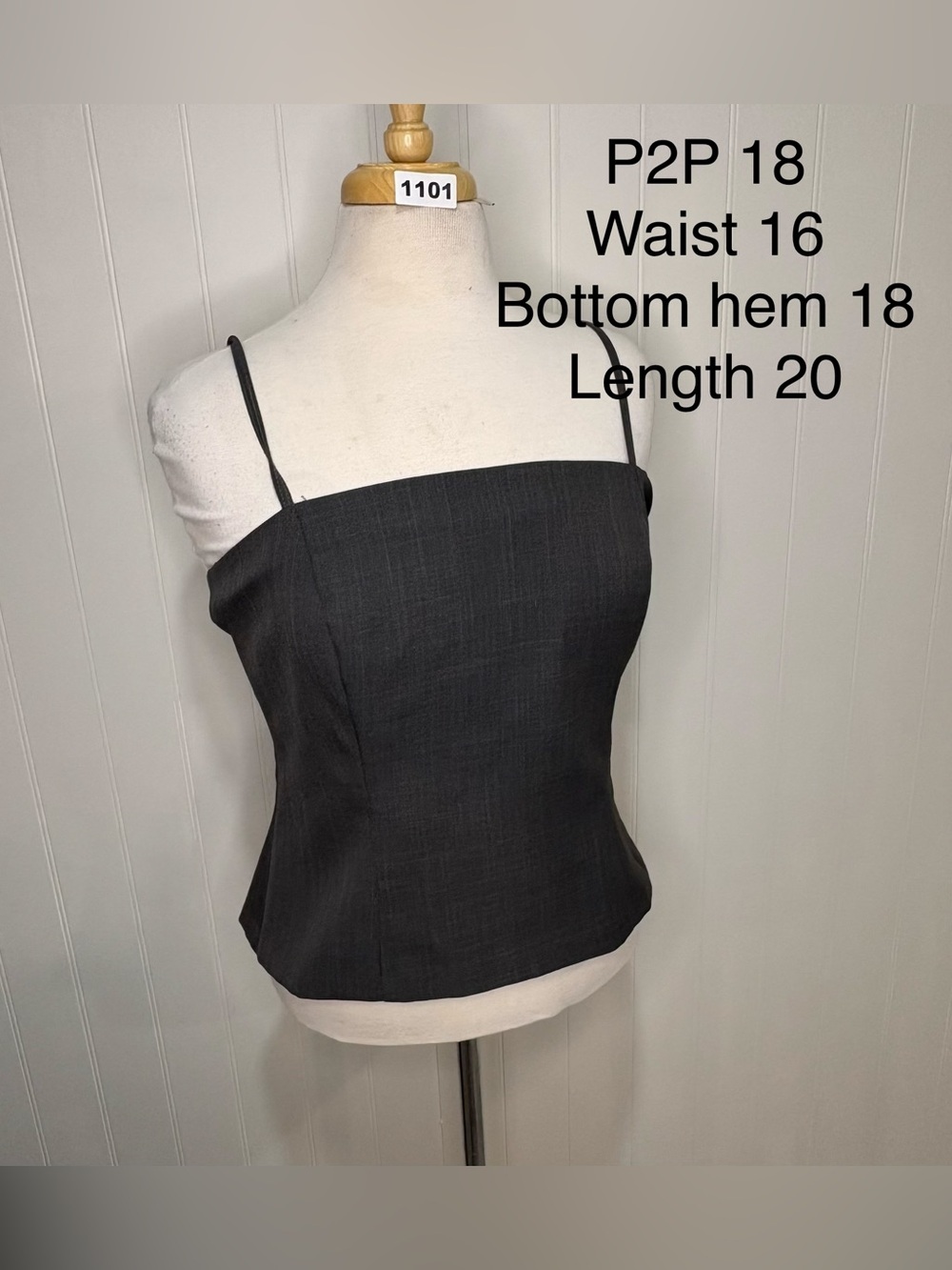 Y2K Black Satin Spaghetti Strap Corset Cami Top Party Clubwear Size M/L